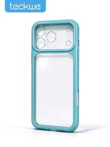 Teckwe بطانية هاتف: بطانية هاتف بنمط السماء المرصعة بالنجوم، إطار ماكارون مطفي شفاف، حافة ماكارون ناعمة اللون ولوحة خلفية نصف شفافة مصنفرة، مقاوم للبصمات وبقع الزيت بفعالية، حواف مرنة ماصة للصدمات - تيفاني بلو - مشاهدة 9