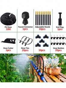 5 M/10 M/15 M/20 M DIY Greenhouse Garden Watering System, Universal Spray Cooling Kit, Plastic Material, No Electricity, Suitable For European And American Thread Standards, Suitable For Plant And Courtyard Spray Cooling - A - View 12
