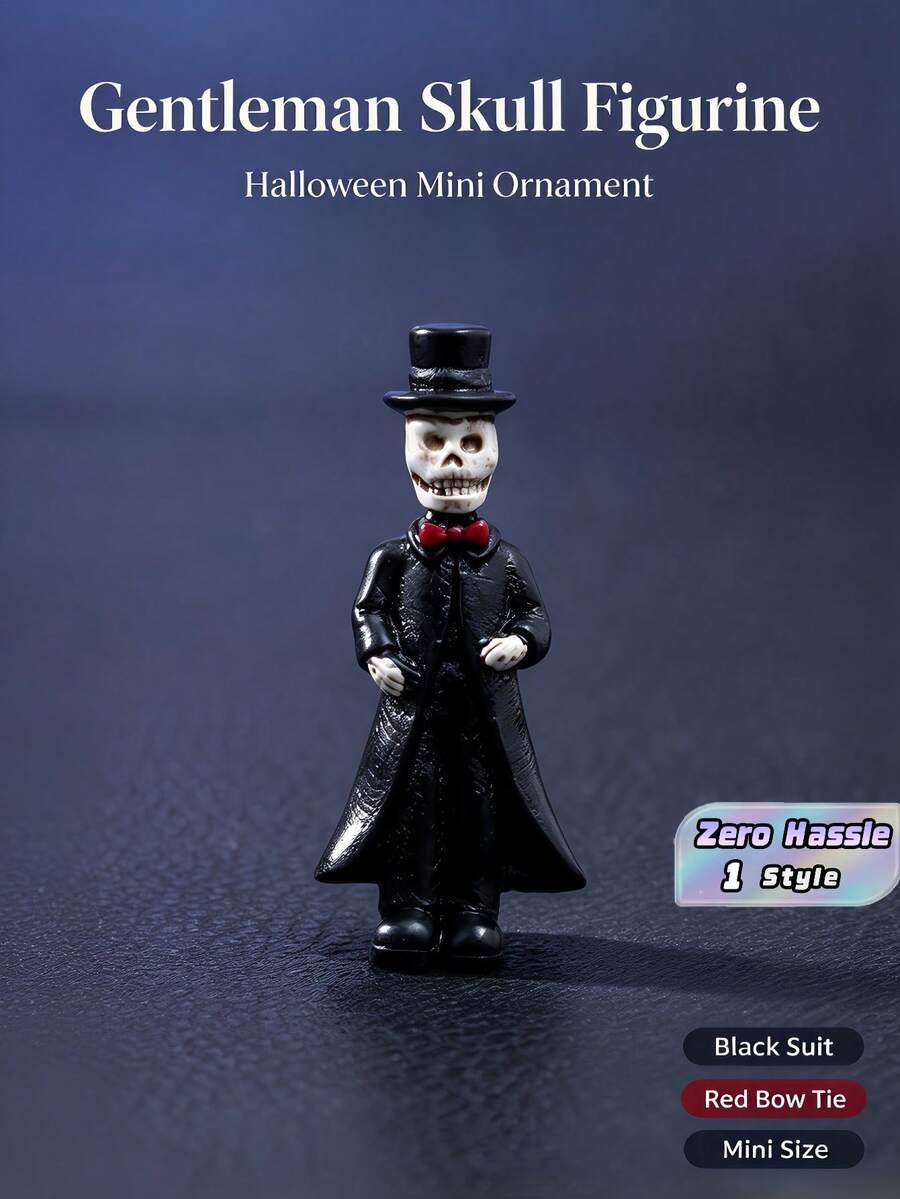 Halloween Skull Decor Figurine, Spooky Desktop Tabletop Ornament For Holiday Home Party Decoration - multicolor - View 1