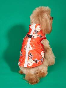 PETSIN Winter Warm Dog Christmas Waistcoat, Cartoon Santa Snowman Print Zip Front Quilted Pet Vest With Dual D‑Ring For Harness Leash - Multicolor - View 19