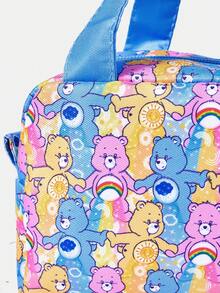 SHEIN X Care Bears 1個卡通圖案化妝包，便攜式拉鍊化妝收納包，多功能收納包，輕便旅行包 - 多色-馬卡龍藍 - 查看 4