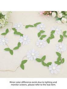 Handmade 1pc Floral Pennant Garland, Spring Flower Themed Birthday, Boho Style Pink, White, Orange, Purple Hanging Decoration, For Bedroom Decor And Photo Background - Multicolor - View 16