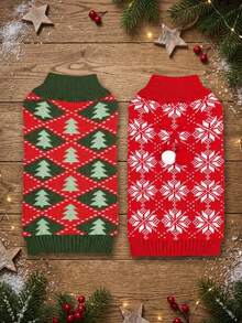 PETSIN Mas Tree Snowflake Fair Isle Dog Knit Vest, Sleeveless Holiday Pet Tank, Winter Warm Puppy Sweater - Multicolor - View 3
