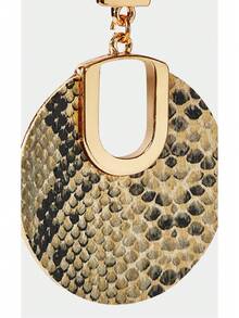 Noxbound 1 Pair Of European And American Sexy And Fashionable Women's Earrings With Gold Nails Snakeskin Pattern (Snakeskin Pattern PU Randomly Cut, Random Lin - Multicolor - View 4