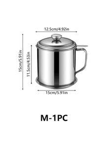 1pc Stainless Steel Oil Filter Containers, Oil Storage Bottle, Oil Storage Cup With Lid, With Strainer For Kitchen,Deep Fryer Oil Storage, Stainless Steel Oil Container, Multifunctional Oil Filter Pot For Kitchen, Christmas - primary color - View 9