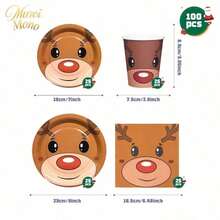 Muroi Mono 25/100 Pieces Of Disposable Party Supplies, Including Disposable Paper Plates, Napkins, Cups, Suitable For Dessert Service, Party Decorations, Various Events, And Gatherings, Including Christmas. - Style 5 - View 10