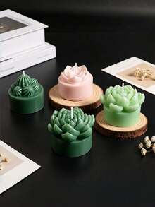 4-Piece Set, 3D Simulation Of 4 Plant Silicone Molds DIY Fragrant Gypsum Simulation Plant Molds Creative Handmade Potted Grinding Tools. - artificial plant - View 9