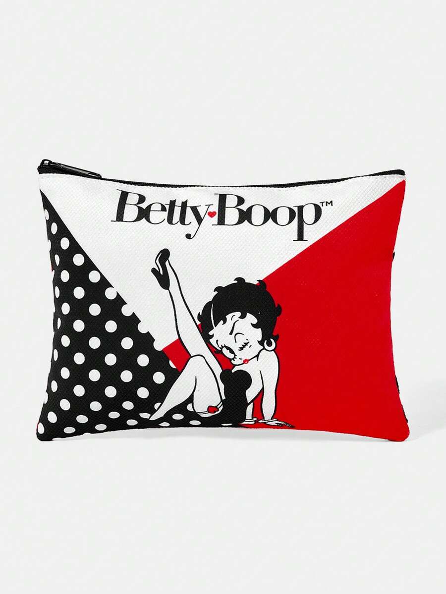 Betty Boop x SHEIN Portable Cosmetic Storage Bag, Multi-Functional Cosmetics, Coins And Stationery, Suitable For Both Men And Women - cartoon - View 1