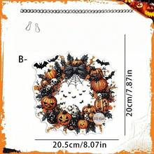 1件 20cm 壓克力萬聖節花環吊飾，南瓜骷髏蝙蝠圖案，橘色與黑色，適用居家門飾、派對、秋季季節性裝飾，熱門款 - 多色 - 查看 15