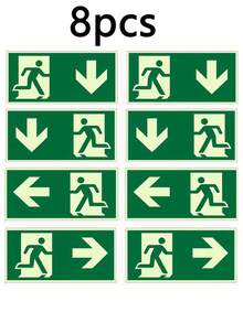 7/8 Pieces Of Luminous Emergency Exit Signs, Fire Safety Directional Signs With Photoluminescent Film For Hotels, Schools And Offices - one size fits all - View 11