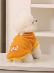 Polar Fleece Pet Dog Vest, Warm Contrast Trim Puppy Clothes With D‑Ring For Small Dogs - Orange - View 6