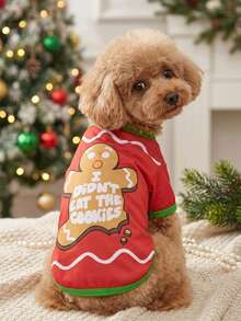 PETSIN Funny Christmas Gingerbread Man Pet Shirt, Xmas Holiday Dog Cat Clothes For Small Breed Puppy - Multicolor - View 2