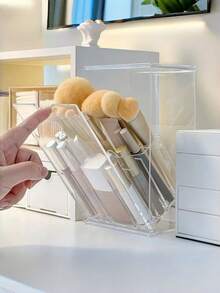 Clear Acrylic Makeup Brush Holder – Adjustable Makeup Organizer For Vanities – Desktop Storage Box With Compartments – Perfect Birthday Or Valentine's Day Gift - View 5