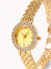 Opalesca Lady's Diamond-Studded Bracelet Watch, Female Light Luxury Model - Gold - View 6