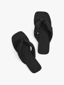 Grefit Ladies' Elegant Summer Apricot Lycra Flat-Bottomed Corner Slippers - Beige 1 - View 8