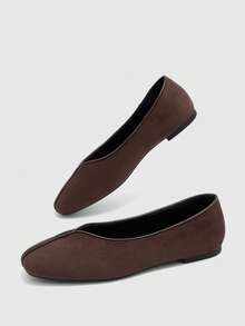 CUCCOO BIZCHIC Women's Shoes, Elegant Retro Solid-Color Flats, Comfortable Soft Sole, Simple Commute, Office Wear - Brown - View 3
