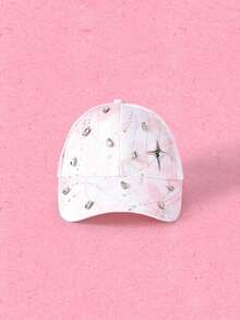 Popjeli Women Y2K Tie Dye Baseball Cap, Rhinestone & Metal Four Point Star Decor Trucker Hat, Grunge Streetwear Adjustable Sun Hat For Daily Party Concert - Multicolor - View 1