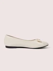 CUCCOO DOLLMOD Ladies Satin Round Toe Ballet Flats, Bow Soft Sole Casual Dress Shoes - Apricot - View 5