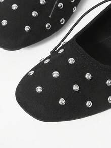 Mnmlis Women's Front Lace-Up Fashion Flat Shoes Fall Shoes - Black 1 - View 3