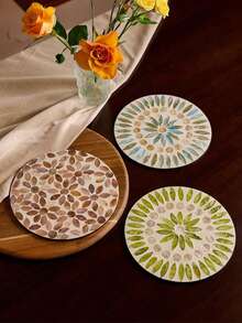 Cirelle 1件北歐風耐熱餐墊，圓形貝殼圖案桌墊，高端奢華歐式西餐餐墊兼圓盤 - 彩色 - 查看 9