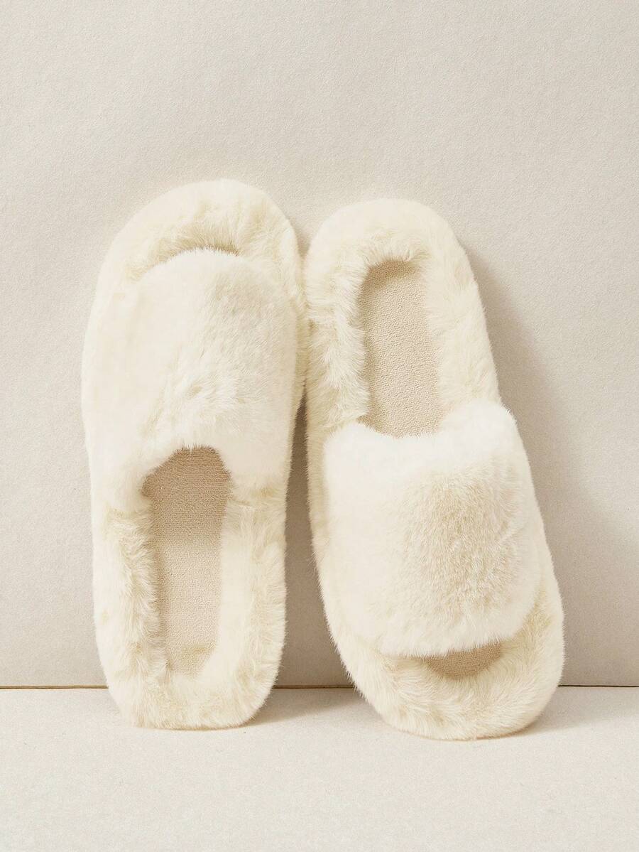 Cuccoo Women's Home Slippers, Fluffy Indoor Slippers, White Thermal Slippers, Fluffy Shoes For Skirts - YP white - View 1