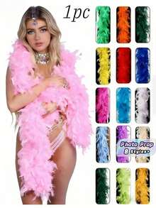 1/2pcs Feather Shawl, DIY Party Costume Accessory, Colorful Feather Shawl Scarf Decoration, Suitable For Birthday Party, Various Holidays And Celebrations, Halloween, Christmas, Racing, Tea Party, New Year's Eve, Concert - multicolor - View 1