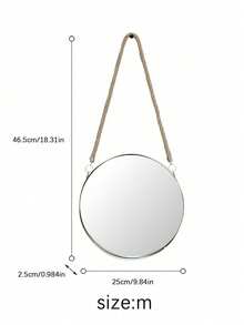 Cirelle 1pc Easy-To-Install Round Wall Mirror, Polished Glass, Makeup Mirror, Wall-Mounted Dressing Mirror, Shower Mirror, 1 Rope Hanging Mirror, Country-Style Round Mirror, Metal Frame, Suitable For Bathrooms And Bedrooms - Multicolor - View 7