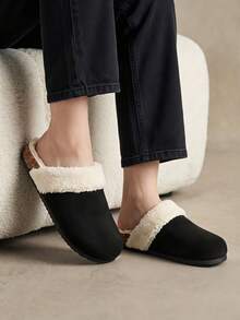 Solecia Women's Fashion Plush Closed Toe Slippers - Black - View 2