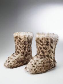 SHEIN SHUZIA 女款時尚毛絨保暖舒適高厚底雪地靴 - 鏽棕色 - 查看 5