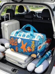 1PC Quilted Printed Tote Bag Flat Design Lightweight Travel Duffle Gym Yoga Carryall Storage Organizer For Women Outdoor Vacation Weekender Casual Daily Use - View 6