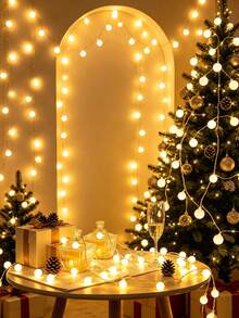 Teckwe USB Powered 8 Lighting Modes White Spherical String Light With Remote Control, Christmas Tree Decorations Dimmable LED Ball Fairy Lights,Outdoor Courtyard Decor, Holiday Birthday Party Decoration LED Fairy Lights,Camping Tent Decoration Lights String - White - View 7