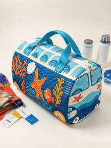 1PC Quilted Printed Tote Bag Flat Design Lightweight Travel Duffle Gym Yoga Carryall Storage Organizer For Women Outdoor Vacation Weekender Casual Daily Use - View 9