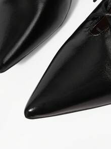 Mnmlis Women's Front Lace-Up Fashion Versatile Commuter Pointed High-Heeled Shoes - Black - View 3