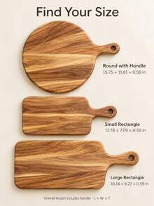 Haus Hana 1pc Acacia Wood Cutting Board With Handle, Round Serving Board For Steak, Cheese, Bread & Pizza, Multi-Use Food Platter - multicolor - View 5