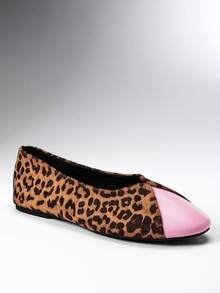SHEIN Solezae Women's Leopard Print Ballet Flats, Colorblock Pink Round Toe Slip-On Flats, Casual Daily Comfort Shoes - Pink leopard print - View 9