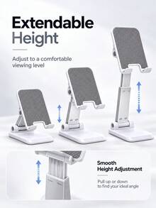 Haus Hana Giá đỡ điện thoại để bàn gấp gọn điều chỉnh được nâng cấp, đế chống trượt ổn định, tăng chiều cao, giá đỡ đa năng tương thích với điện thoại và máy tính bảng, giá đỡ điện thoại để bàn di động - trắng - Xem 5