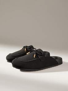 Solecia Bow Metal Decoration Simple Retro Shoes Shopping Daily Wear Fall Shoes - Black - View 1