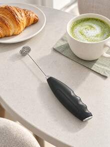 1pc Handheld Electric Milk Frother With 2 Replaceable Heads, Portable Drink Mixer, Egg Whisk Foam Maker For Coffee, Latte, Cappuccino, Home Kitchen Decor, Black - Multicolor - View 8