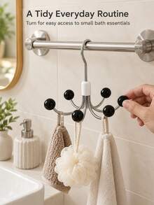Haus Hana 1pc 360° Rotatable 6-Hook Hanging Organizer, Round Ball Hook For Camisoles & Lingerie, Wardrobe Storage Hook - Multicolor - View 4