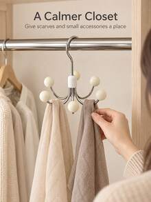 Haus Hana 1pc 360° Rotatable 6-Hook Hanging Organizer, Round Ball Hook For Camisoles & Lingerie, Wardrobe Storage Hook - Multicolor - View 2