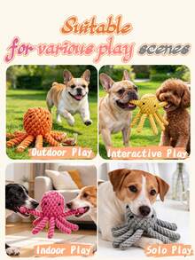 PETSIN 1‑Pc Colorful Hand‑Braided Octopus Rope‑Knot Toy, Cute Shape Grabs Pets' Attention, Wear & Chew‑Resistant For Stress‑Relief, Boredom‑Busting, Teeth Grinding & Cleaning To Prevent Oral Issues, Interactive Pet Gift - Multicolor - View 3