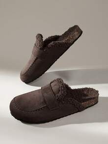 Solecia The New One-Pedal Half-Pack Slippers Are Plush Inside, Comfortable And Warm. - Dark brown - View 6
