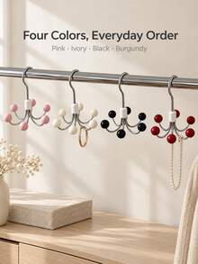 Haus Hana 1pc 360° Rotatable 6-Hook Hanging Organizer, Round Ball Hook For Camisoles & Lingerie, Wardrobe Storage Hook - Multicolor - View 7