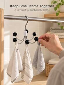 Haus Hana 1pc 360° Rotatable 6-Hook Hanging Organizer, Round Ball Hook For Camisoles & Lingerie, Wardrobe Storage Hook - Multicolor - View 3