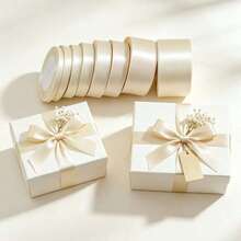 1 Roll Of Polyester Satin Ribbon - Gift Box, Candy Box, Cake Box, Fresh Flower Decoration Ribbon (Machine Dyed With Slight Color Difference) - Champagne - View 2