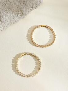 Opalesca Retro Elegant Fashion Versatile Chain Bracelet - Yellow Gold - View 2