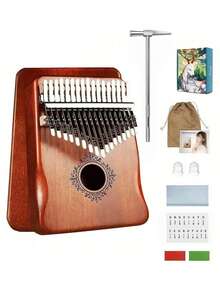 Kalimba 17 Keys Thumb Finger Piano - Mbira - Solid Wood Portable With Carrying Bag And Instructions For Friends Family - Multicolor - View 9