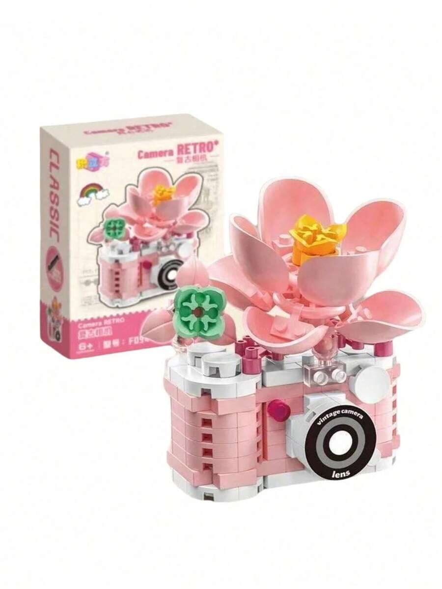 MINKOJA Retro Flower Camera Mini Building Block Set-DIY Mini Camera Flower Assembly Model Toy, Creative Art Desktop Decoration, Decompression Building Block, Mini Building Block Set, Ideal Birthday, Valentine's Day And Holiday Gifts For Both Men And Women. - Multicolor - View 1