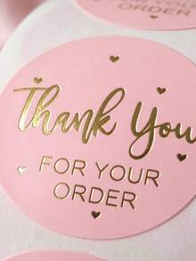 Pink Self Adhesive Gift Tags Labels Stickers Heart Thank You Words Craft Baking Decoration Supplies Christmas Holiday Party Seal Stickers - Pink Heart - View 2