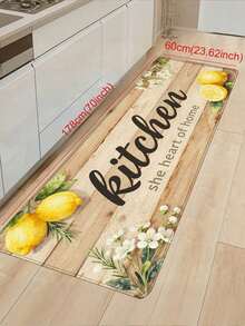 1 Piece Lemon Flower Pattern Kitchen Floor Rug, Oil And Water Resistant, Anti-Slip Kitchen Long Rug, Stain And Oil Resistant Kitchen Rug Pad, Wooden Print Kitchen Long Rug Pad, Kitchen Rug Pad With American Refreshing Style, Kitchen Rug With Stain - Lemon Kitchen - View 12